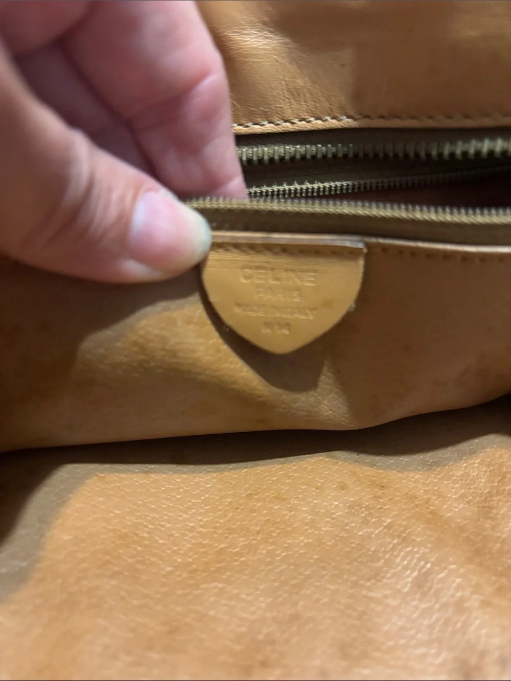 Celine vintage Brown Canvas Laptop Shoulder Bag with Tan Leather Trim